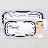 4"x9" Cadeaubon Paars Damask Spa Massage (Voorkant / Achterkant)