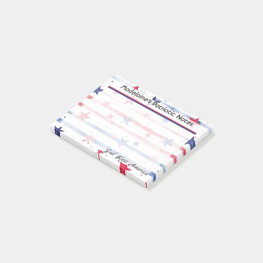 4" x 3" Patriottische blauwe & rode sterren en str Post-it® Notes (Schuin)