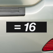4 x 4 is gelijk aan 16 bumpersticker (Op auto)