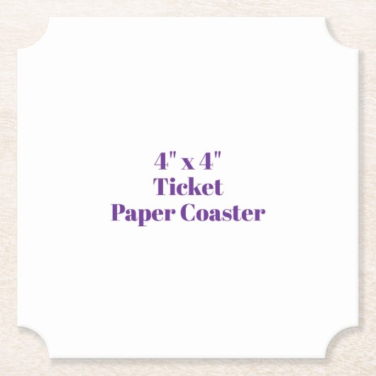 4" x 4" Ticket Kartonnen Onderzetters (Voorkant)