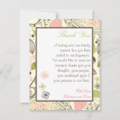 4 x 5 FLAT Bedankkaart Lente Roze/Groene Bloemen (Voorkant)