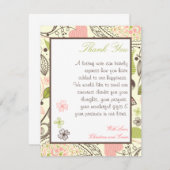 4 x 5 FLAT Bedankkaart Lente Roze/Groene Bloemen (Voorkant / Achterkant)