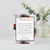 4 x 5 FLAT Bedankkaart Zwart Bloemen Rood Bladeren (Staand voorkant)