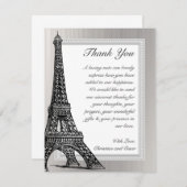 4 x 5 FLAT - Hartelijk dank voor de zwarte Eiffelt Bedankkaart (Voorkant / Achterkant)