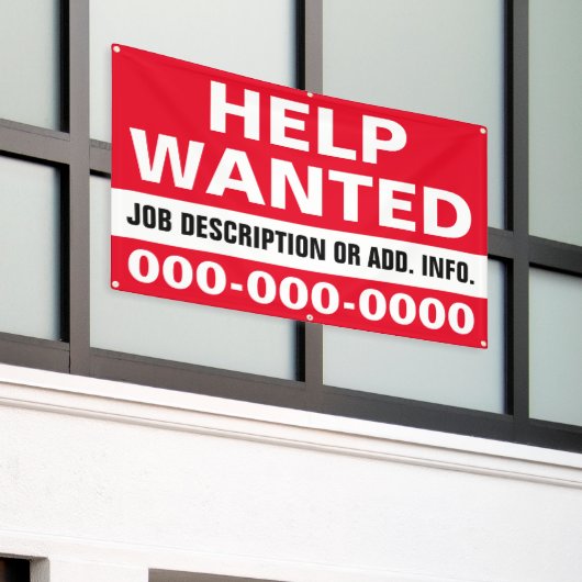 4' X 6' Help Gezochte banner (Buitenkant Gebouw)