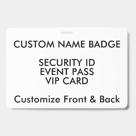 4" x 6" Naambadge op maat, blanco sjabloon ID kaar Badge (Voorzijde)