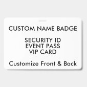 4" x 6" Naambadge op maat, blanco sjabloon ID kaar Badge (Achterkant)