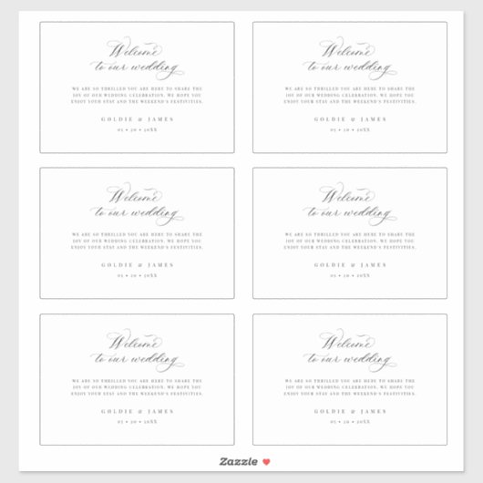 4 x 6 welkomstcadeaubonnen Hotel Bag Stickers (Vel)