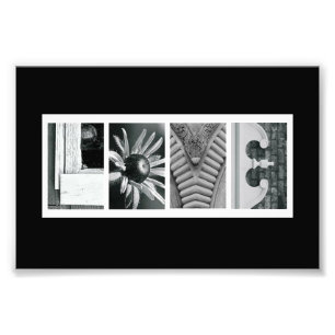 4 x 6 (zwart) alfabet Foto letter Art Afdruk