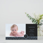 4 x 8 Fotokaart Elegant Blauw (B) Aankondiging (Staand voorkant)