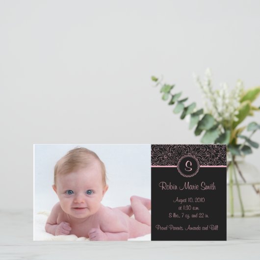 4 x 8 Roze Elegant Aankondiging (Staand voorkant)