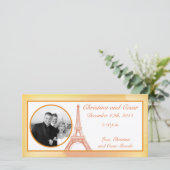 4 x 8 Verloving foto aankondiging parijs perzik (Staand voorkant)