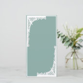 4 x 8 WEDDINVITATIE, BLAUWGROEN EN WITTE (Staand voorkant)