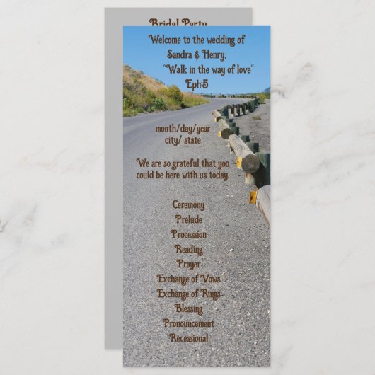 4"X 9,25"Huwelijksprogramma beide kantentekst Programmakaart (Voorkant / Achterkant)