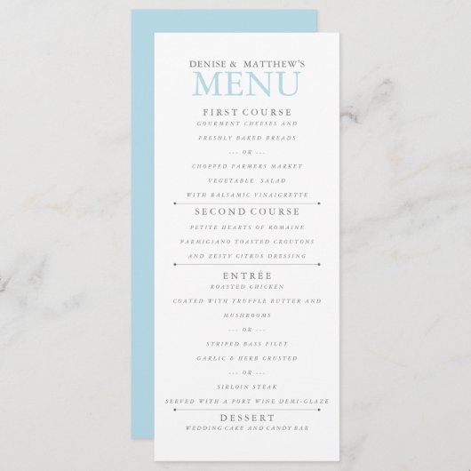 4" x 9" Gesponnen Suiker Gekleurd Menu (Voorkant / Achterkant)