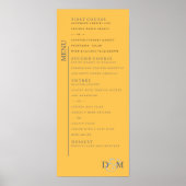 4 x 9-inch Daffodil Yellow Wedding Menu Poster (Voorkant)