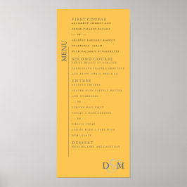 4 x 9-inch Daffodil Yellow Wedding Menu Poster