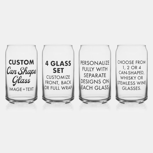 4 x aangepaste gepersonaliseerde kan vorm glas 16o (Voorkant)