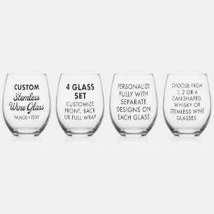 4 x Aangepaste gepersonaliseerde Stemless Wijnglas Zonder Voet