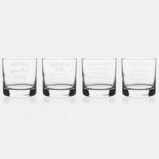 4 x aangepaste gepersonaliseerde whisky glas 12oz (Achterkant)