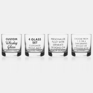 4 x aangepaste gepersonaliseerde whisky glas 12oz