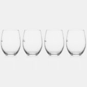 4 x Elegante handgeschreven scriptnamen & aangepas Wijnglas Zonder Voet (Links)