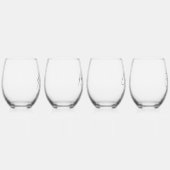 4 x Elegante handgeschreven scriptnamen & aangepas Wijnglas Zonder Voet (Rechts)