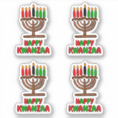 4 x Happy Kwanzaa Red Yellow Green Candles Sticker (Voorkant)