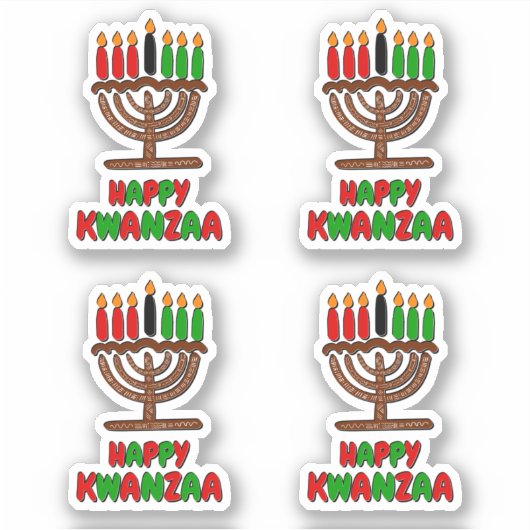 4 x Happy Kwanzaa Red Yellow Green Candles Sticker (Voorkant)