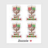 4 x Happy Kwanzaa Red Yellow Green Candles Sticker (Vel)