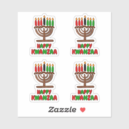 4 x Happy Kwanzaa Red Yellow Green Candles Sticker (Vel)