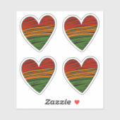 4 x Kwanzaa Juneteenth Red Black Green Paint Heart Sticker (Vel)