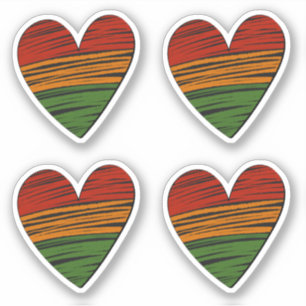 4 x Kwanzaa Juneteenth Rood Zwart Groen Geschilder Sticker