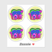 4 x Love Burst Pop Art Paars Blue 4-inch Vinyl Sticker (Vel)