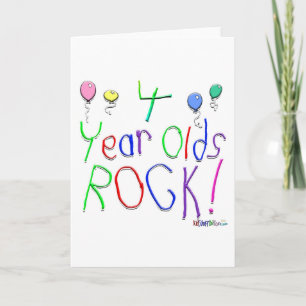 4 Year Olds Rock! Wenskaart Kaart