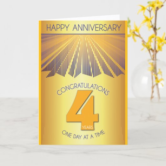 4 Year Sober Anniversary | Golden Ray 12 Step Kaart (Gele Bloem)