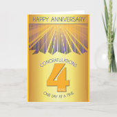 4 Year Sober Anniversary | Golden Ray 12 Step Kaart (Voorkant)