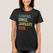 4 Years Old  Legend Since January 2019 4th Birthda T-shirt (Voorkant)