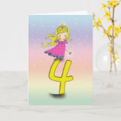 4 Years Princess Birthday Card Kaart (Gele Bloem)