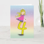 4 Years Princess Birthday Card Kaart<br><div class="desc">Fun age.  Four year olds have so much to say,  even if they can't say their "r's yet!</div>