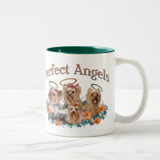 4 Yorkie Perfect Angels Coffee Mok (Rechts)