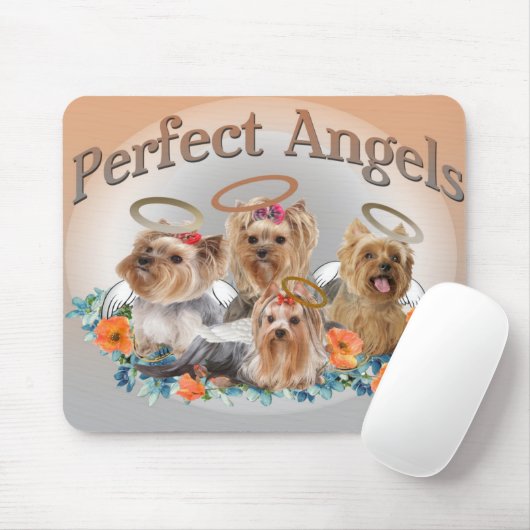 4 Yorkie Perfect Angels mousepad Muismat (Met muis)