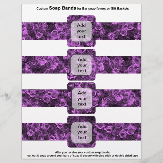 4 zeep Band Paarse Rozen Bridal gunsten Flyer (Voorkant)