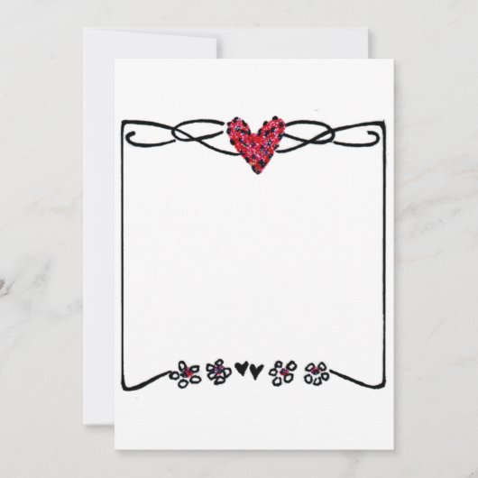 4 zijlijnen rood hart bedankkaart (Voorkant)