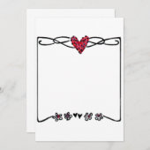 4 zijlijnen rood hart bedankkaart (Voorkant / Achterkant)