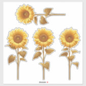 4 Zonnebloem Stickers (Vel)