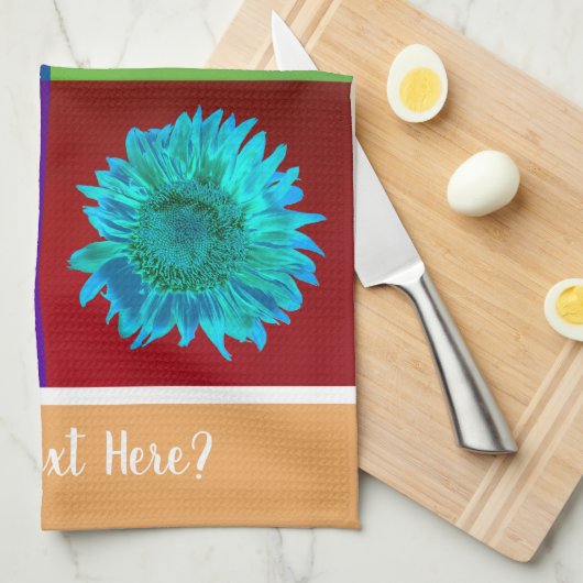 4 Zonnebloemen in 4 kleurrijke pleinen LT Org DIY Theedoek (Quarter Fold)