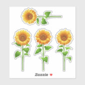 4 Zonnebloemstickers (helder) Sticker (Vel)