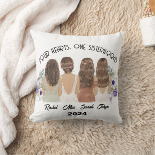 4 zusters verbonden door de Heart Sister Gifts Kussen