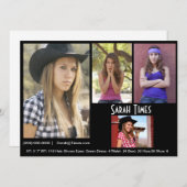 4 Zwarte Sjabloon fotomodel Actor Comp Card Kaart (Voorkant / Achterkant)